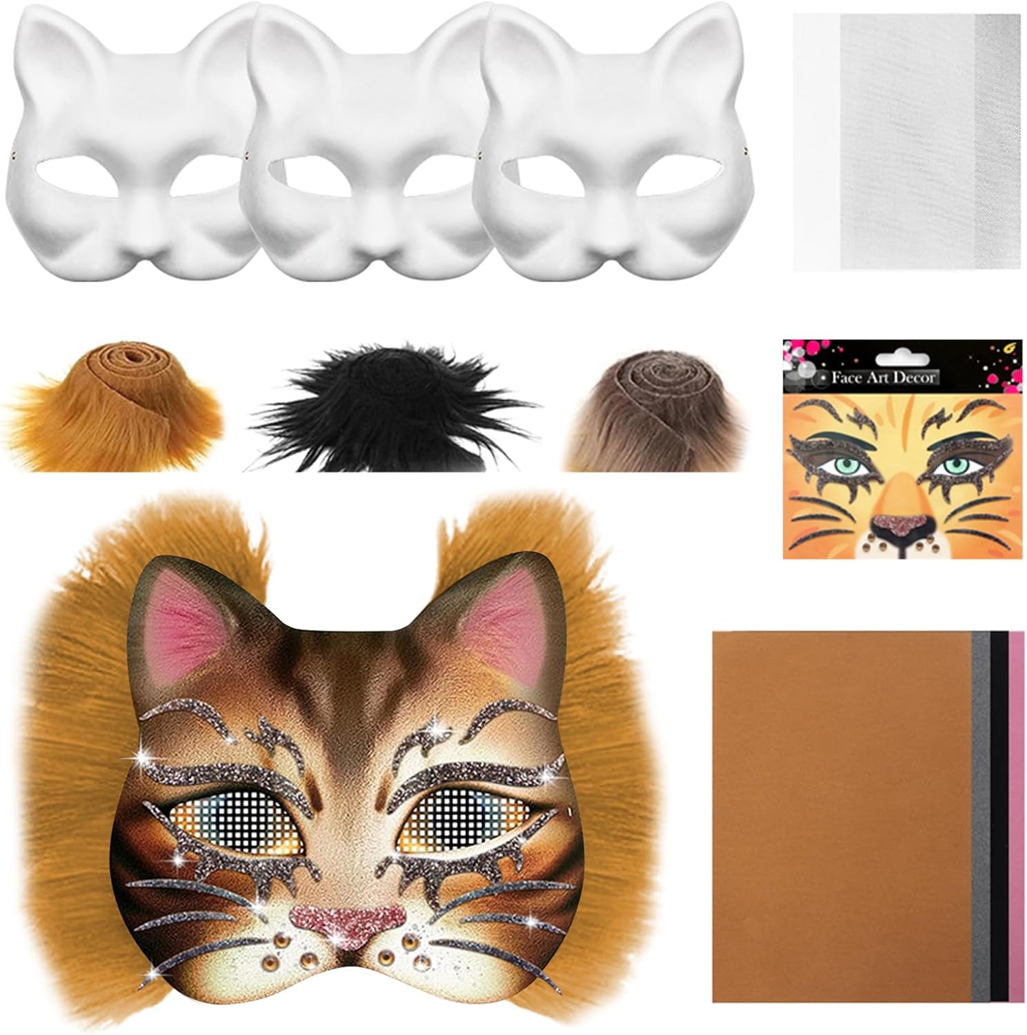 WELLXUNK Therian Masken DIY Set - 6-tlg Bastelset Für Tierkostüme