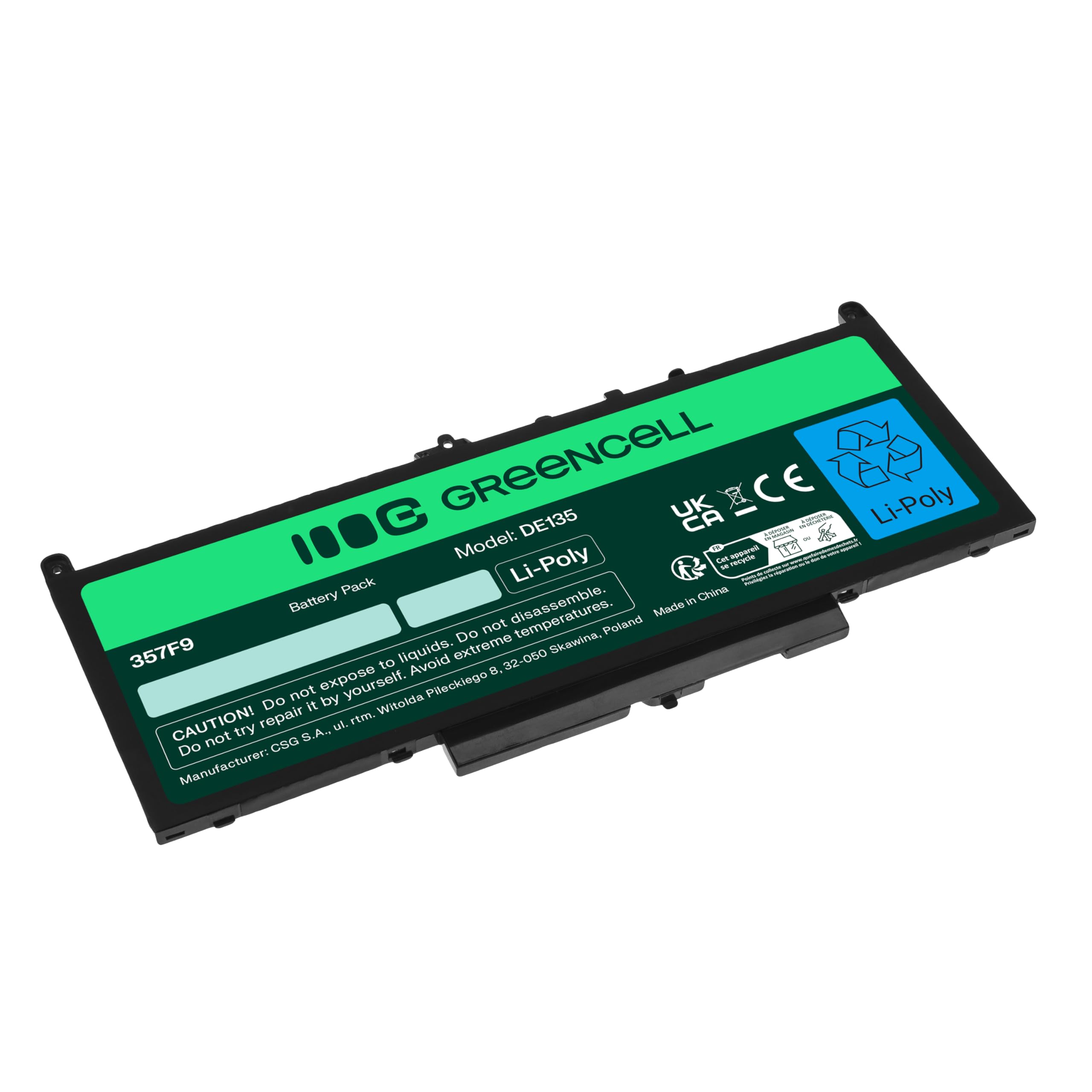 Green Cell Batterie Dell J60J5 J6OJ5 01W2Y2 0242WD 0MC34Y pour Dell Latitude E7270 E7470