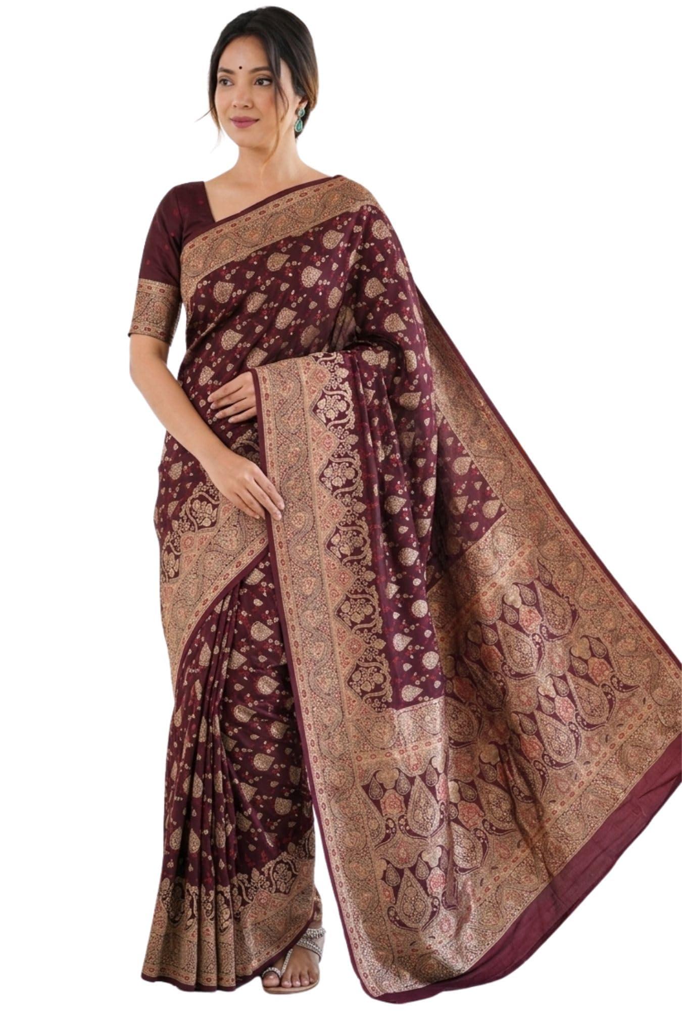 SGF11 Women's Kanjivaram Pure Soft Silk Saree With Unstiched Blouse Piece