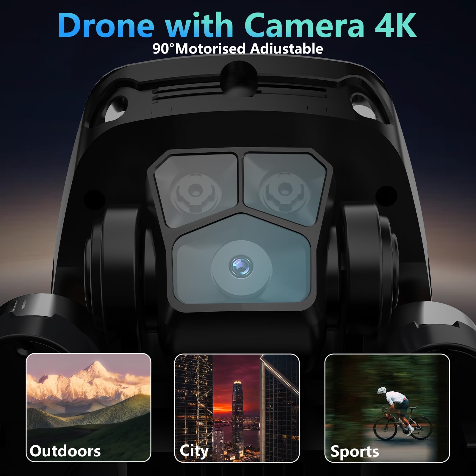 Dron con Cámara 4K Drone para Adultos, Pantalla LCD RC, FPV Live Vídeo Mini Drones, Esquiva de Obstáculos en 270°, 3D Flips, RC Cuadricóptero plegable para principiantes, Tarjeta SD hasta 32GB