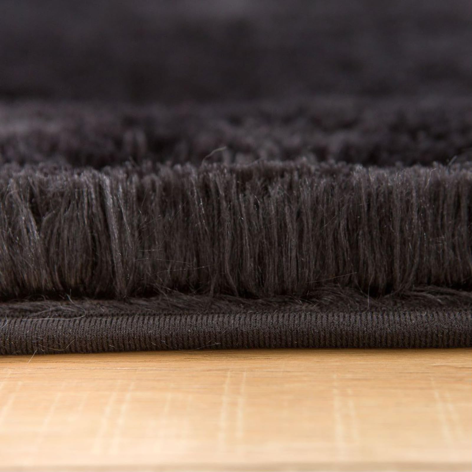 QUINZI Tappeto per soggiorno e camera da letto, morbido, morbido, antiscivolo, lavabile, (nero, 80 x 160 cm)