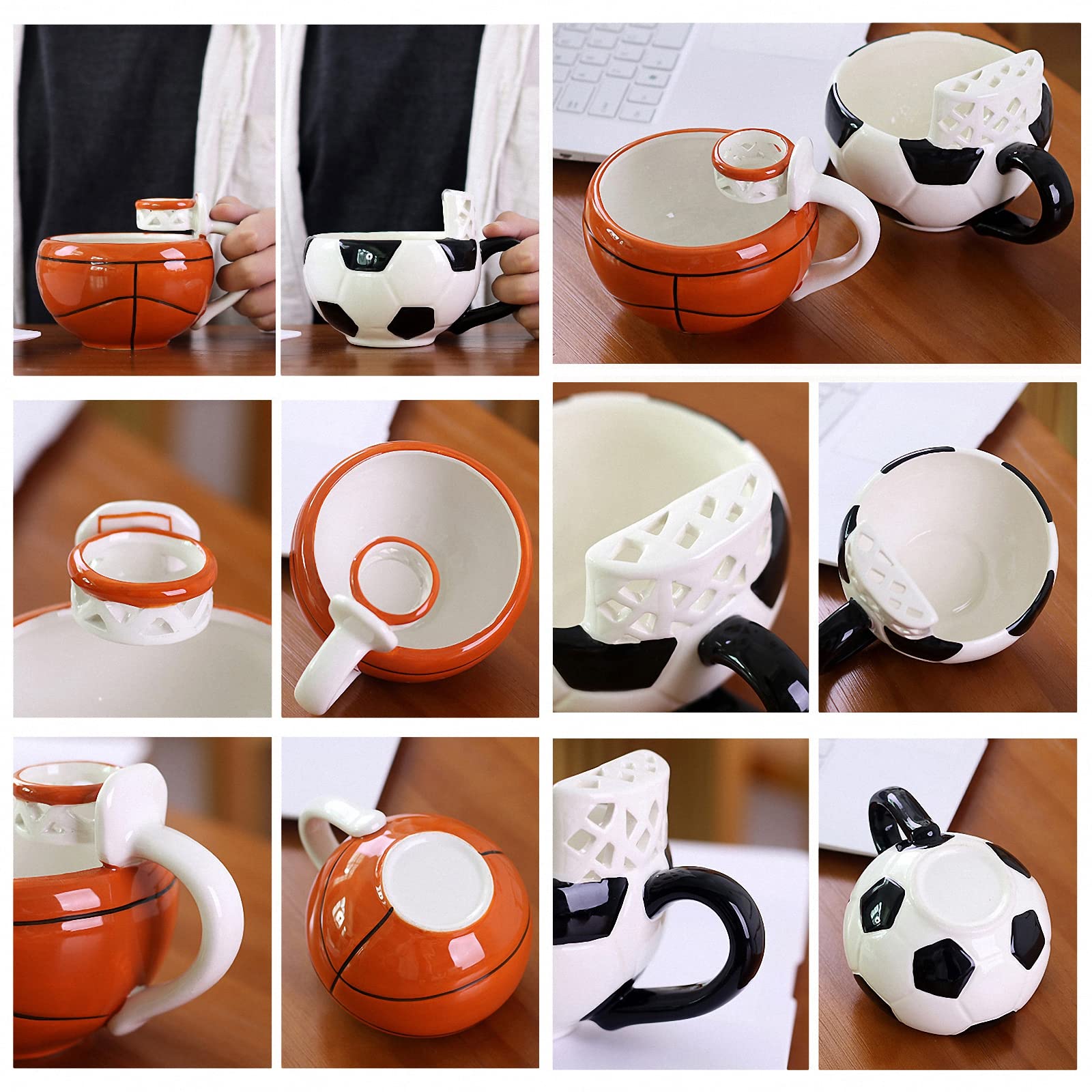 Tazza da Basket/Calcio in Ceramica Creativa con Manico, Scuola Personale/Ufficio/Tazza da casa/Tazza d'Acqua, Tazza da caffè per Bambini, insalatiera di Frutta