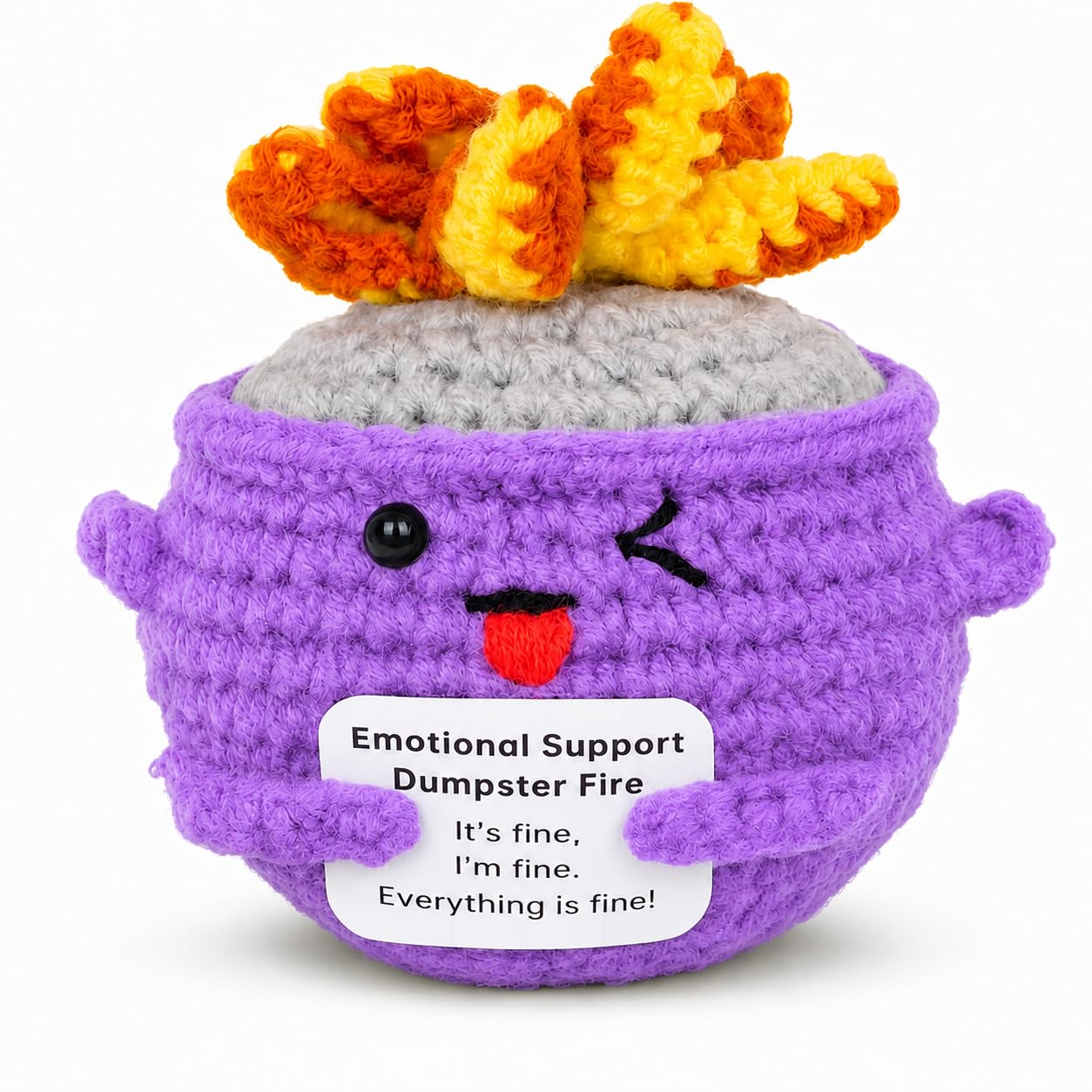 Emotional Support Dumpster Fire Crochet (Purple)