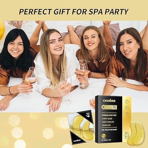 Miniatura 5 de Parches de oro de 24 quilates para debajo de los ojos, máscara para ojos hinchados, ojeras, bolsas para los ojos, arrugas, colágeno ácido