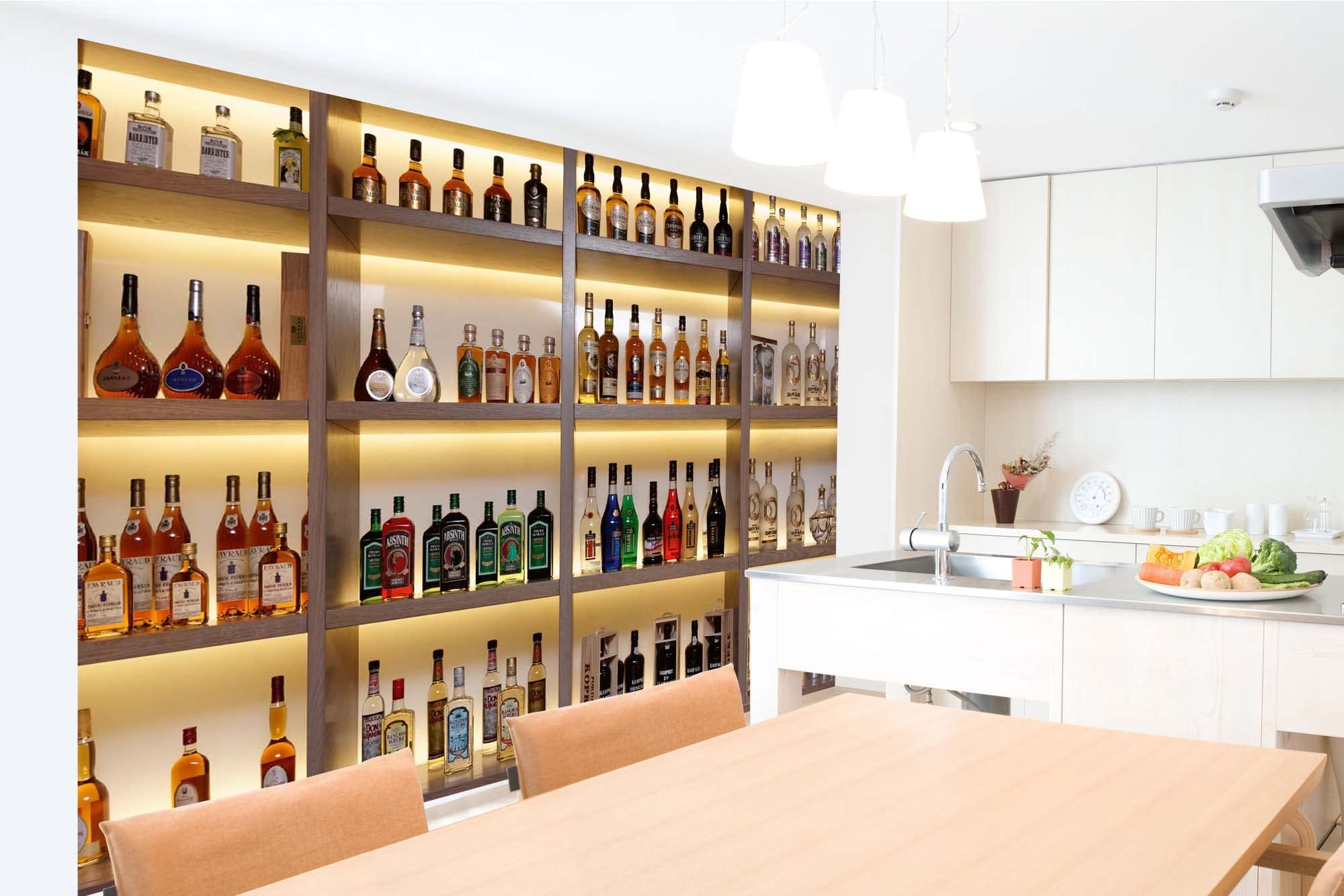 DIMEX LINE Non-Woven Photo Wallpaper Various Alcohol Bottles 375 x 250 cm - Non-Woven Wallpaper, wall Mural, wall Art - Wallpaper for Living Room, Bedroom, Office, Kitchen