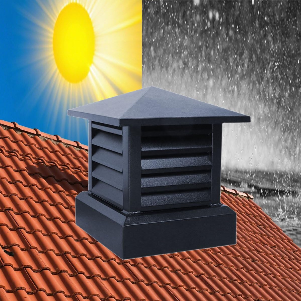 Ventilación sombrerete de chimenea, conducto Lid cubierta de chimenea, Aleación de aluminio Chimenea tapas antilluvia, chimenea sombreretes de chimenea para Snowproof, Instalación fácil(11.8in)