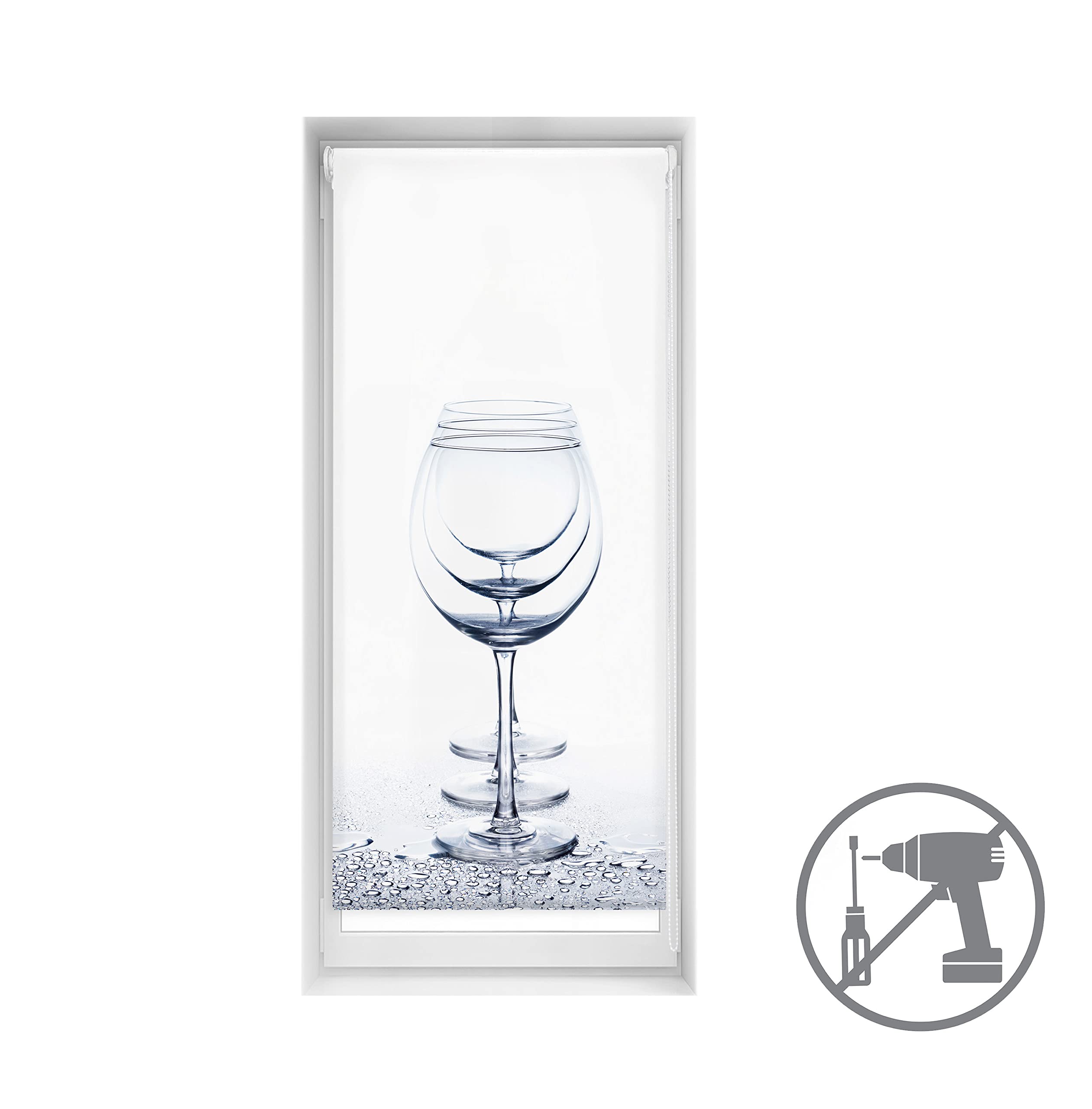 Blindecor Store occultant Facile sans perçage Motif Blackout imprimé numérique, Crystal, 60 x 150 cm (l x H) Taille du Tissu 57 x 145 cm. Store Enrouleur Thermique
