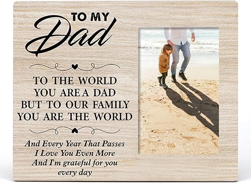 Miniatura 2 de Nurawo Marco de fotos de madera rústica con texto en inglés «To the World You are a Dad to Our Family» («To the World You are a Dad to Our Family»,