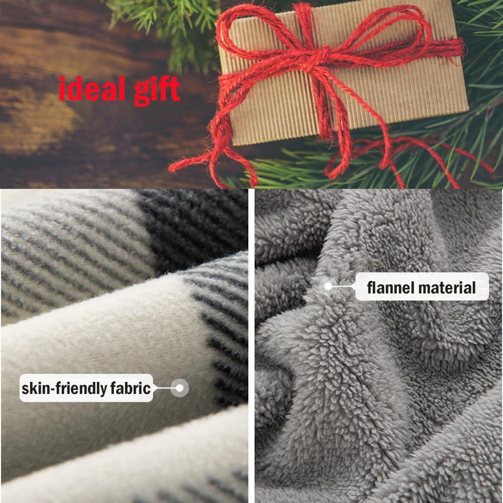 Fleece Wearable Blanket 55 x 39 Shoulder Wrap Blanket for Sofa, Couch (Grey-White) - Image 2