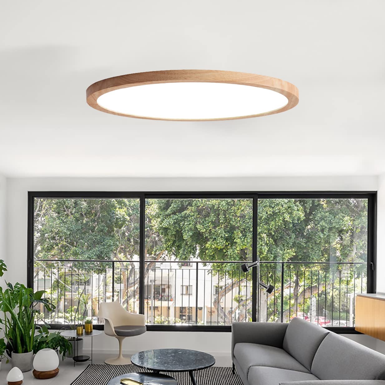 Ventilateur de plafond moderne avec éclairage LED et pales en bois