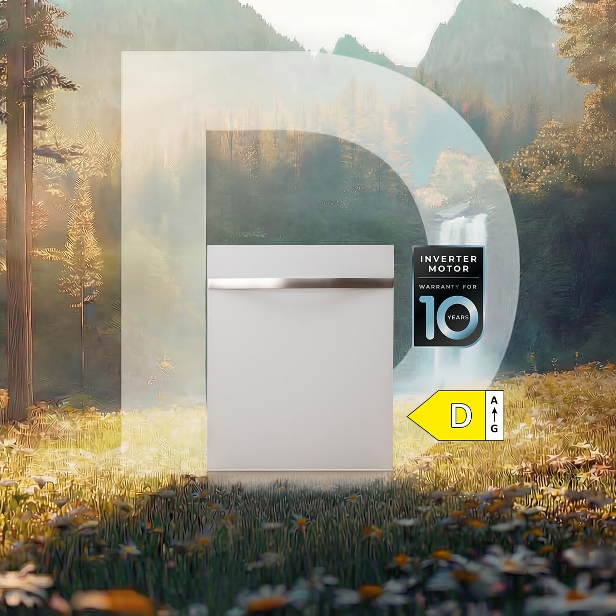 Cecotec Wbudowana zmywarka Bolero Aguazero 60 cm 6320 Full-BI White Glass D. 1900W, 15 sztućców, 8 programów, ekran FullColor, Smart Wash, Turbo Dry+, AutoClean, Dual Zone Wash