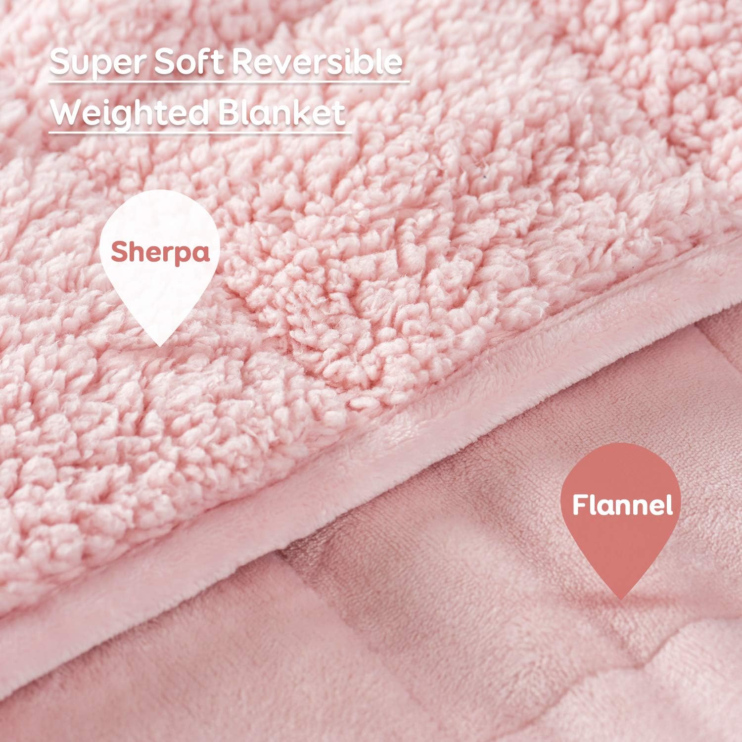 Free Shipping Over $50 Sivio Sherpa Fleece Weighted Blanket for Adult, 15lbs Heavy Fuzzy Throw Blanket with Soft Plush Flannel, Reversible Twin-Size Super Soft Extra Warm Cozy Fluffy Blanket, 48x72 Inch Dual Sided Pink