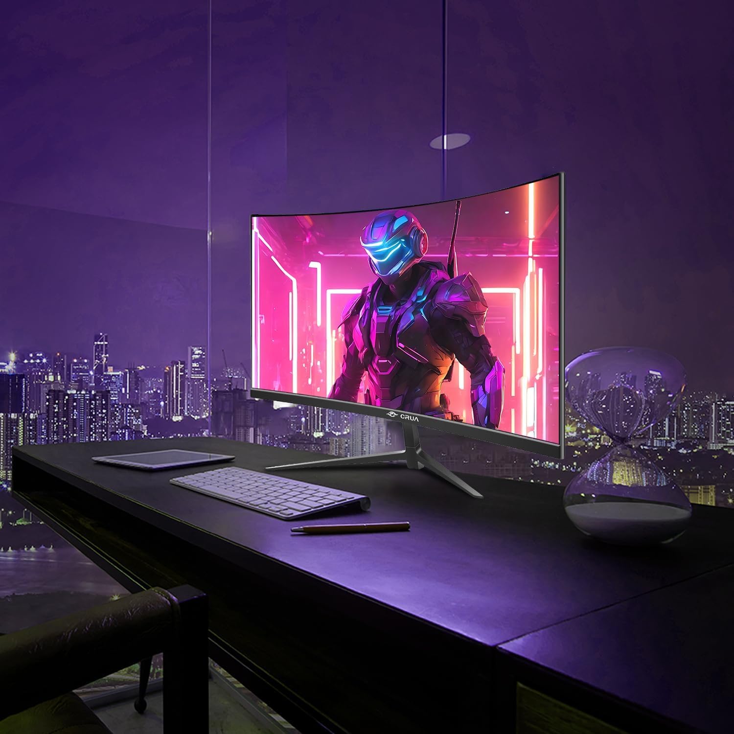 Generisch CRUA Moniteur de jeu, 27 pouces, FHD, incurvé, 280 Hz, 1 ms, écran Eye-Care avec HDMI, DP, sans cadre, FreeSync, montage mural pour bureau et maison