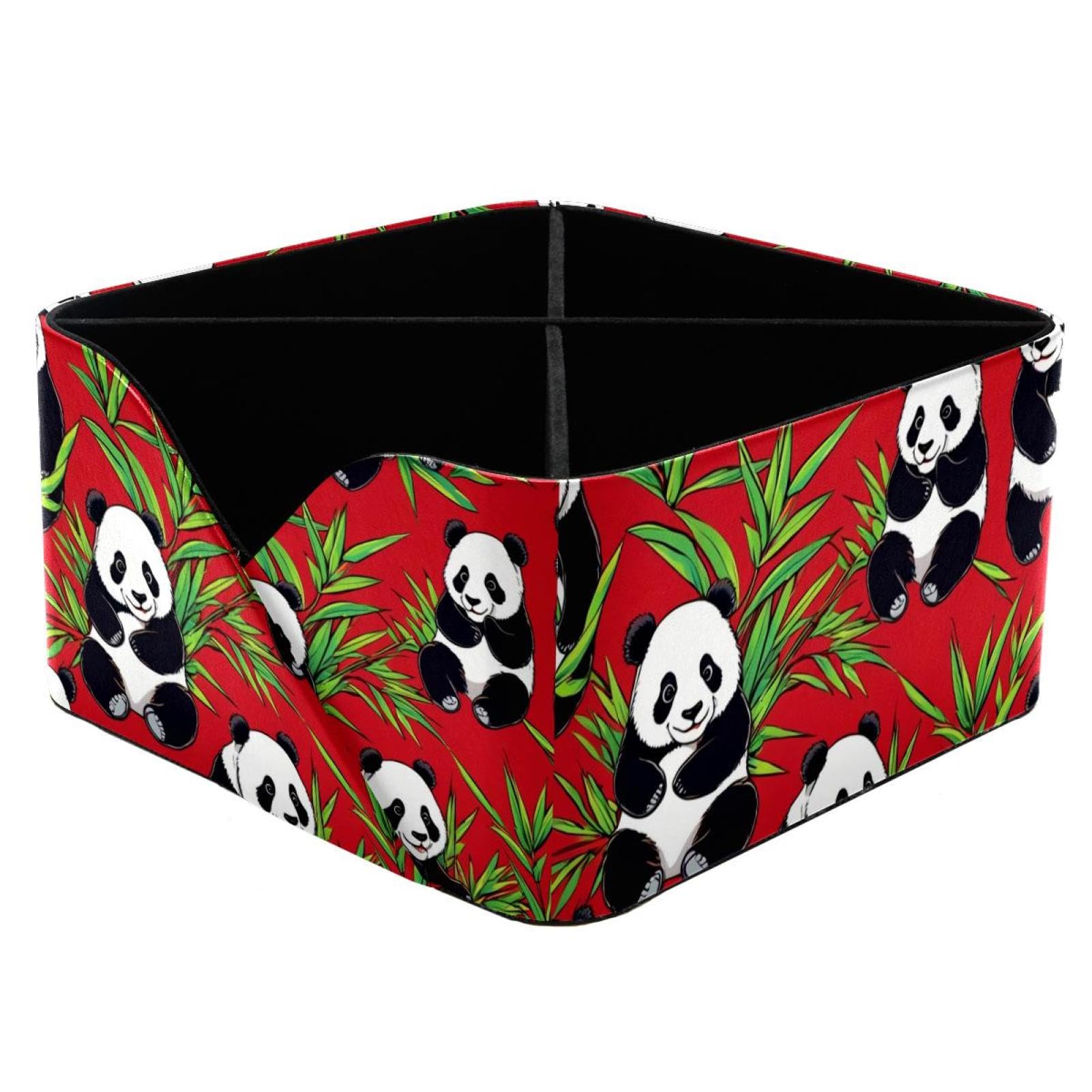 Panda mignon sur rouge porte-stylos rectangulaire pour organiser les cosmétiques de femme