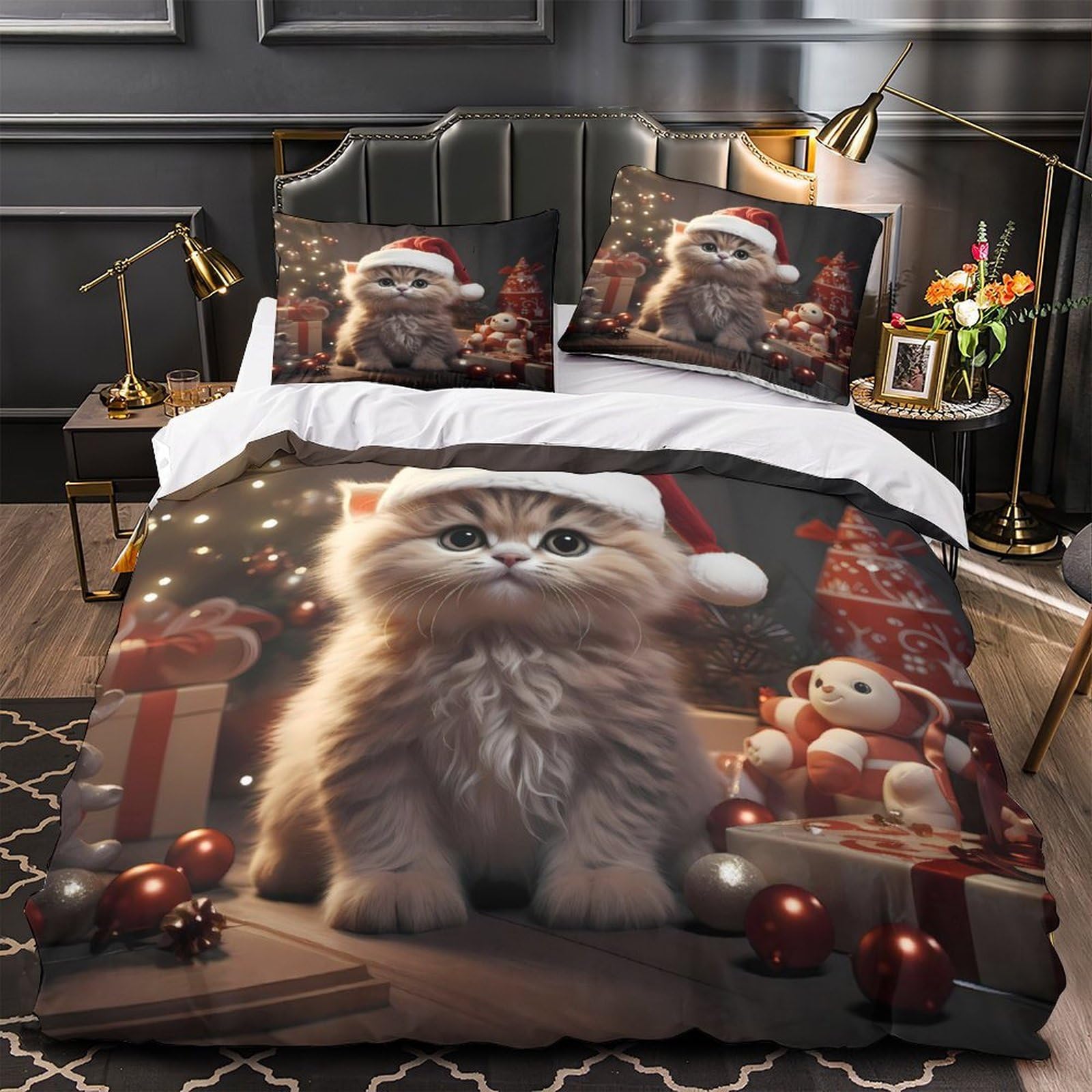 Housse couette Noël effet ultra doux literie grand confort King