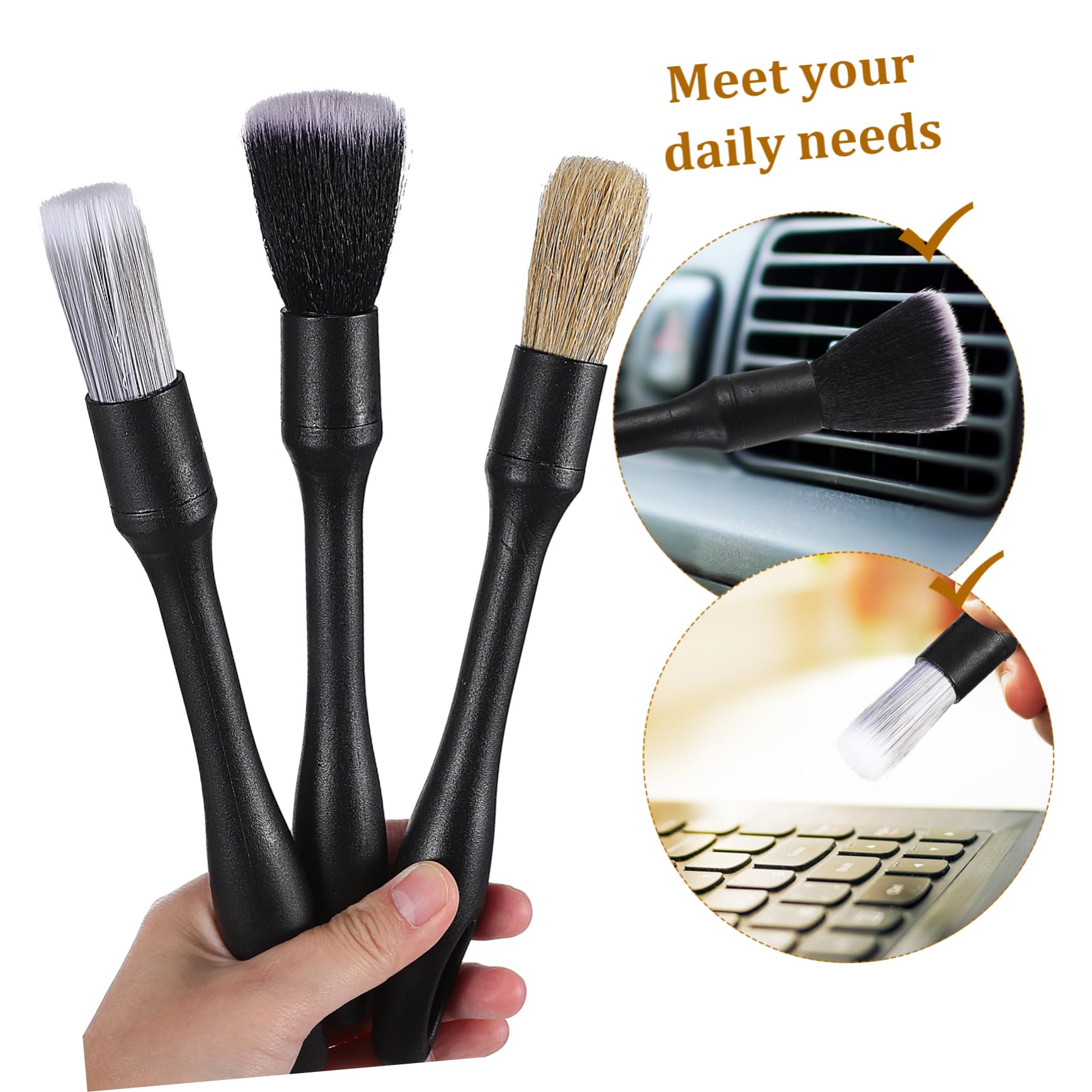 PRETYZOOM Kit Dettaglio Interni Auto 3 Pezzi con Testine di Ricambio 3 Pz per Sedili e Tappezzeria in Plastica Pp Pet per Applicazioni Professionali