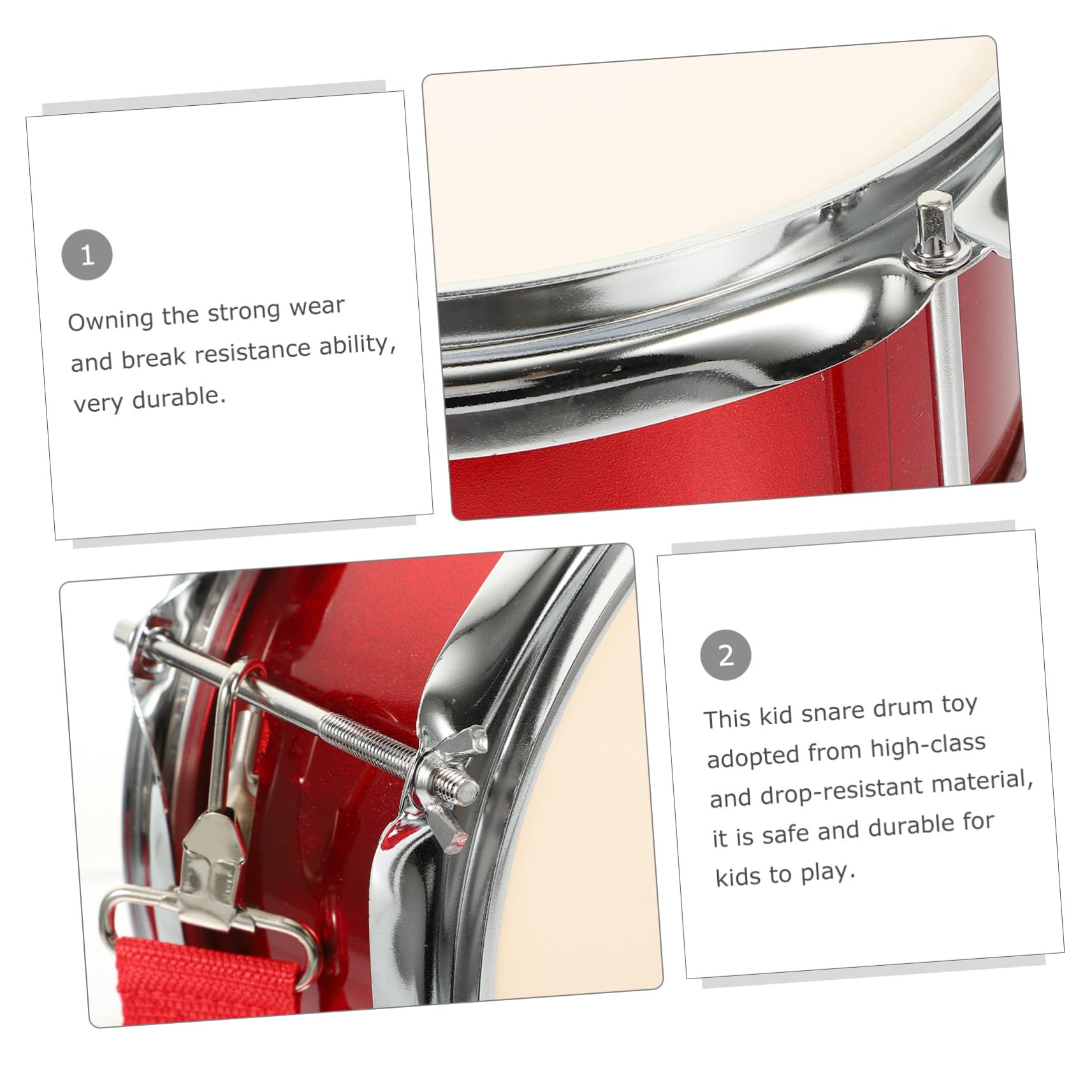 Instrumento de Percusión Militar para Niños de Metal y Madera Resistente al Desgaste Adecuado para Principiantes y Desarrollo del Ritmo