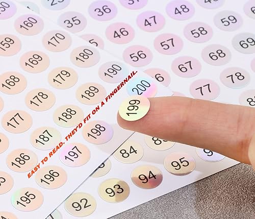 Miniatura 3 de Mini Skater 6 hojas de 1 a 300 etiquetas adhesivas de números láser de 25 pulgadas, pequeñas y redondas, etiquetas láser, esmalte de uñas, lápiz