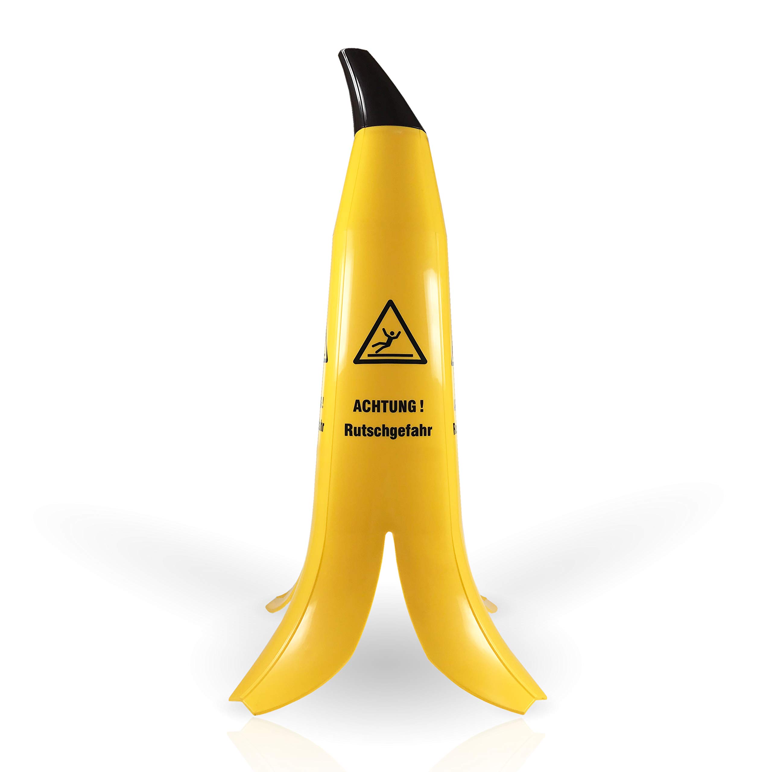 Warnbanane „Achtung! Rutschgefahr“ - Warnaufsteller in Bananenoptik - 4-seitig Bedruckt - Stapelbar - Signalgelb - Größe (90 cm, Gelb)