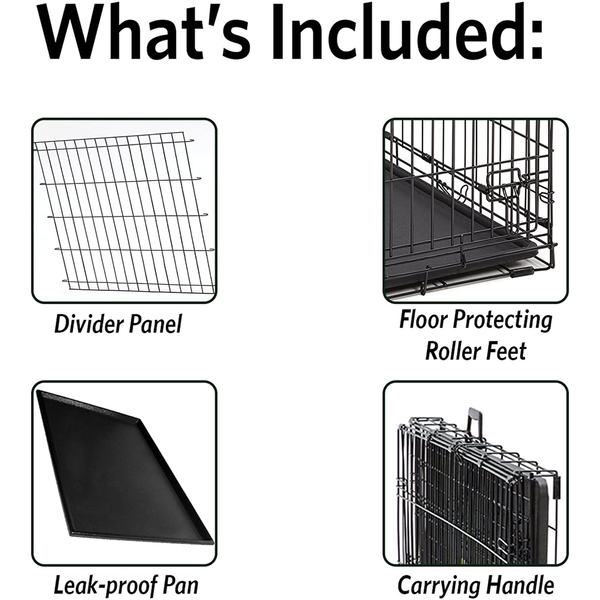 MidWest Homes for Pets Large Ovation Single Door Folding Dog Crate, 42-Inches, Space-Saving Patented Up & Away Door, Leak-Proof Pan, Divider Panel, Black