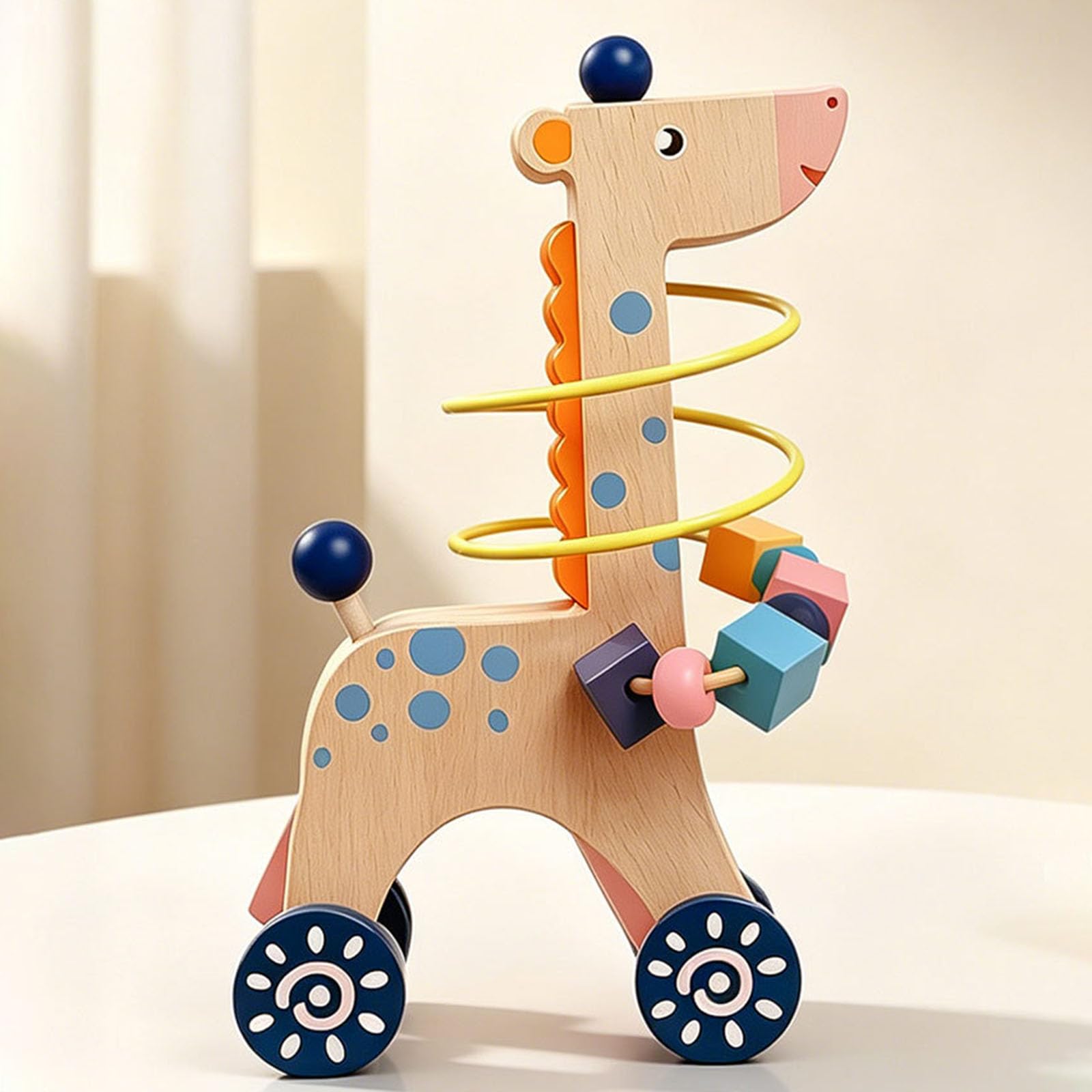 Interaktives Holzpuzzle für Kinder, Formensortieren, Bunte Perlen und Formenerkennungsaktivitäten, Reisepuppen für Kleinkinder