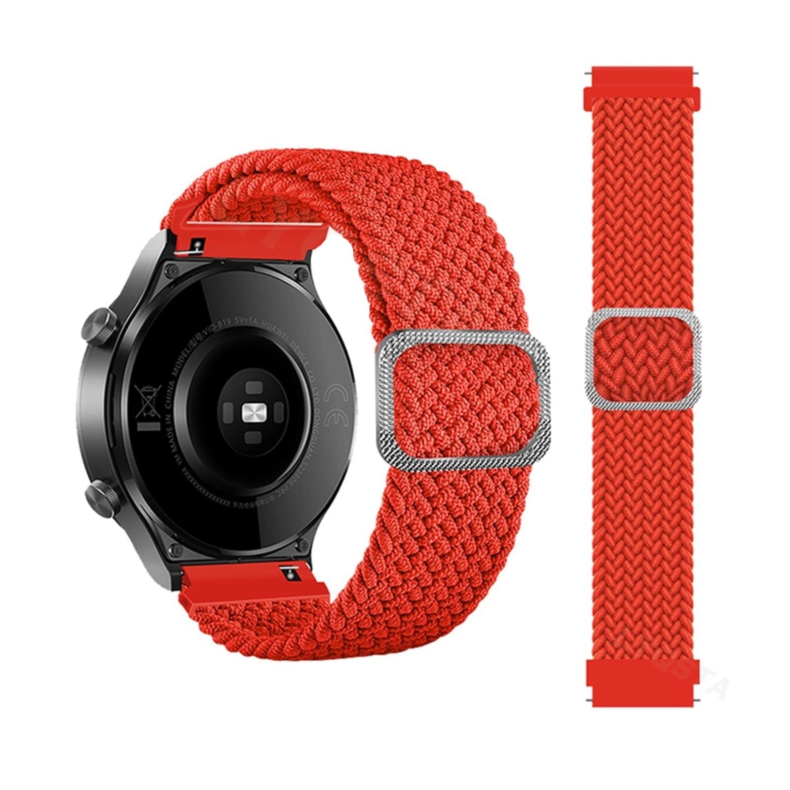 Bracelet Ticwatch Pro 3 GPS tressé anti-irritation orange vif 22mm