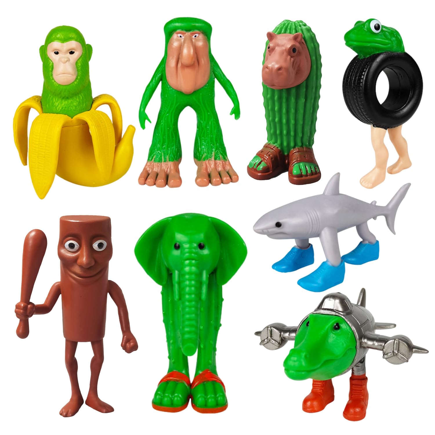 Generico 8 Packed Brainrot Animali Figura, Tung Tung Tung Sahur Figure Toy,Tralalero Tralala Figure,Tralalero Tralala Action Toy Figure Decorazioni Desktop per Gli Amanti Del Gioco Giocattoli