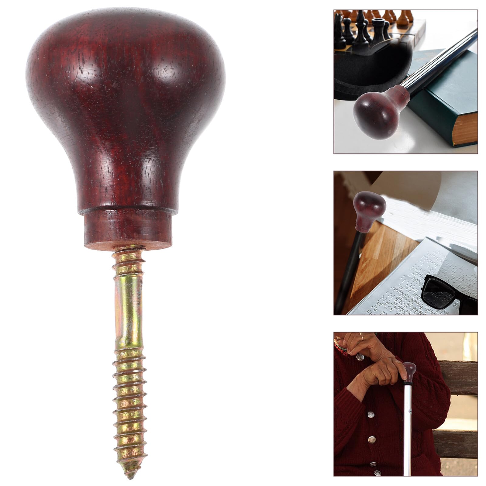 Mango de Repuesto para Bastón de Madera Maciza Africana 2 Piezas Agarre Antideslizante Ergonómico para Personas Mayores Accesorio Compatible para Bastones de Trekking y