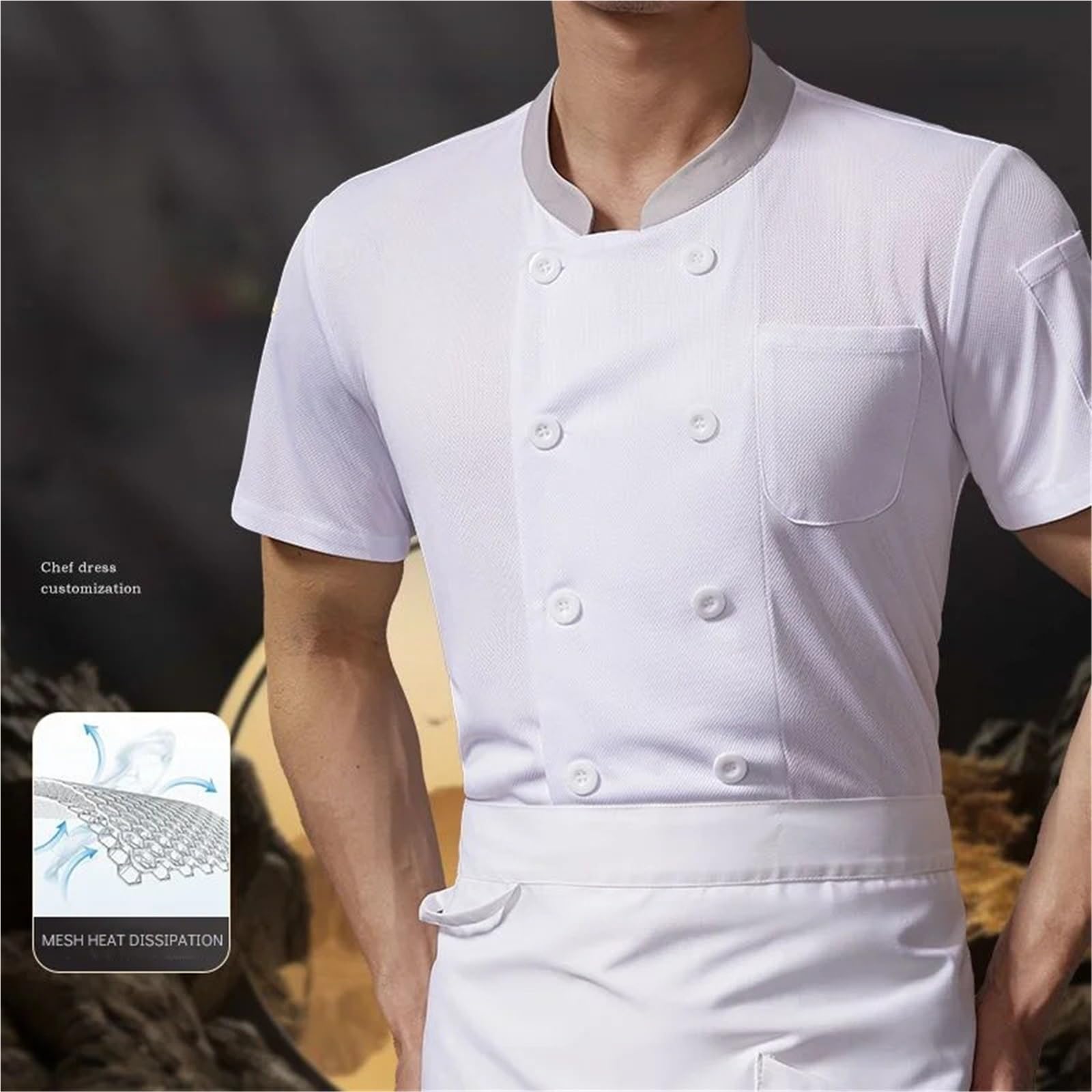 Divisa da cuoco Giacche da cuoco, camicie a maniche corte, in rete traspirante, abbigliamento lavoro for cucina e catering, divise per chef