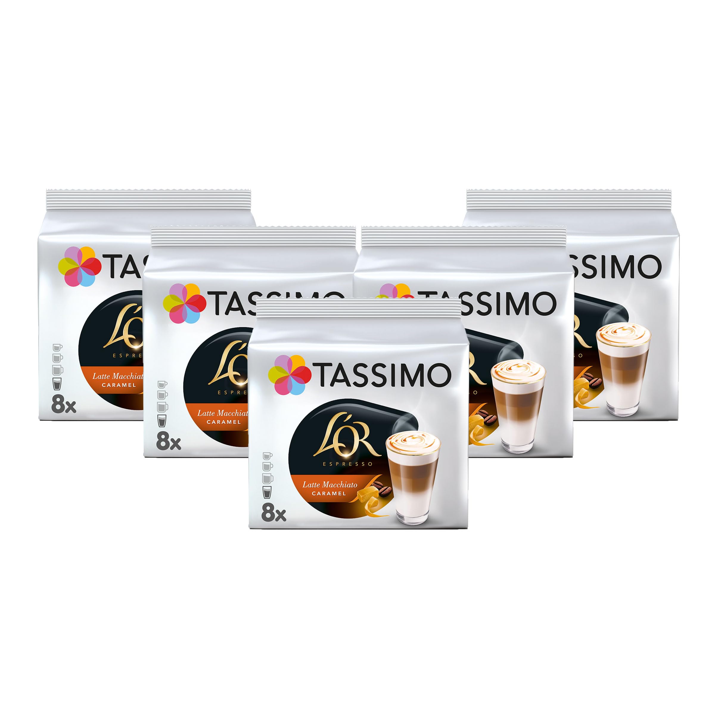 Tassimo L'OR Caramel Latte Macchiato Coffee Pods x8 (Pack of 5, Total 40 Drinks)
