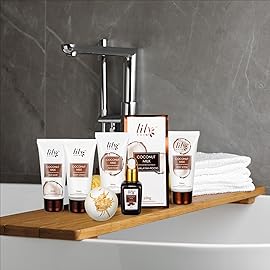 Coconut Vanilla Spa Gift Set for Women Christmas Gifts - Luxurious 28-Piece Body Care Collection, Moisturizing Bath & Body Basket Gift Set for Mother\'s Day, Birthday, Self Care Gift
