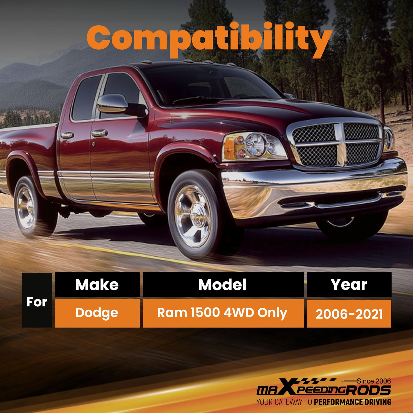 maXpeedingrods Kit de rehausse 2-4 pouces (5 à 10 cm) : bras de suspension supérieurs avant pour Dodge Ram 1500 2006-2023 4x4