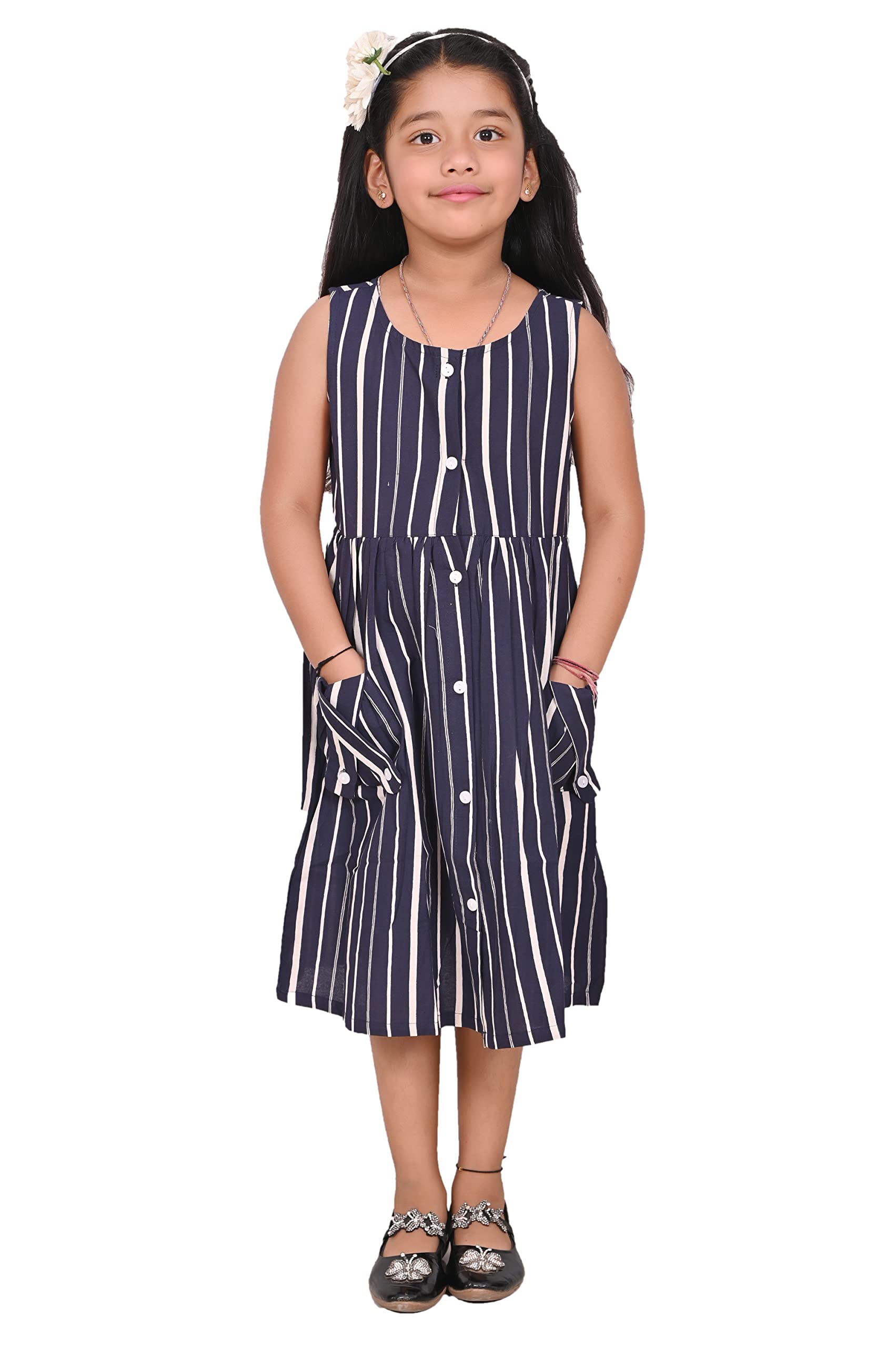Cloth Bites Printed Cotton Frock Dress for Kids,bacche,Child,Baby Dresses for Girls, Comfortable Summer & Winter Wear Dress, Knee Length