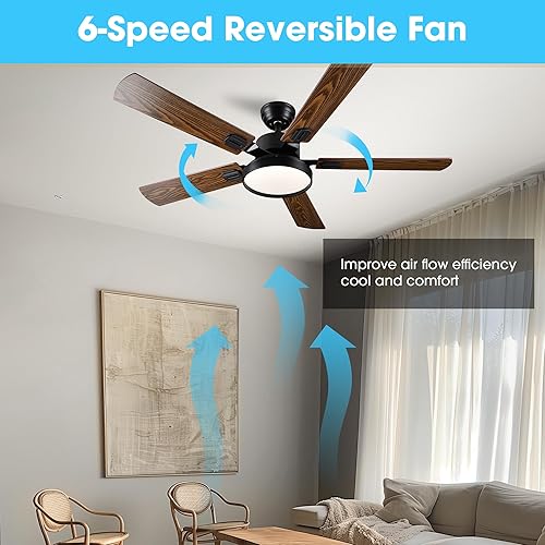 Miniatura 4 de Yescom Kit de luces de ventilador de techo de 52 pulgadas, ventilador de techo con control remoto de granja con luces, motor reversible de 2 aspas