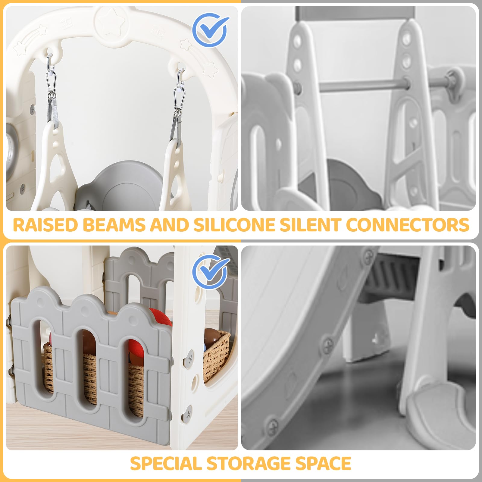 Scivolo per Bambini, Toddler Climber Swing Set, 5 in 1 Parco Giochi, con Altalena, Scivolo, Scala da Arrampicata, Telescopio, Deposito, Set di Giochi per Interni all'aperto, Scivolo Indipendente