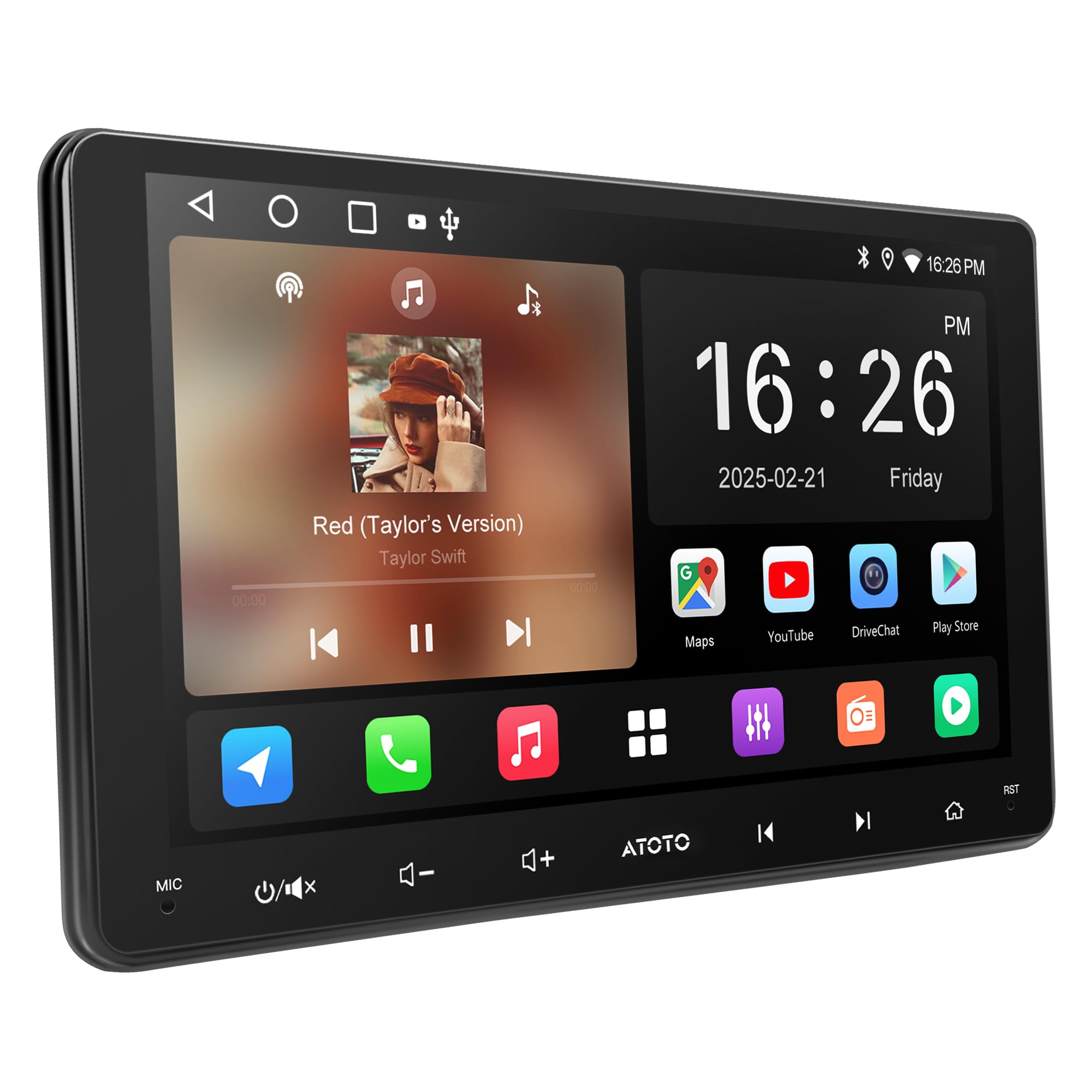 A5L 9 Inch Android Double Din Car Stereo, Wi-Fi/Bluetooth/USB Tethering, Wireless CarPlay Android Auto Head Unit, GPS Sat Nav, 24EQ, DSP, Built-in AMP, LRV, 2G+32G