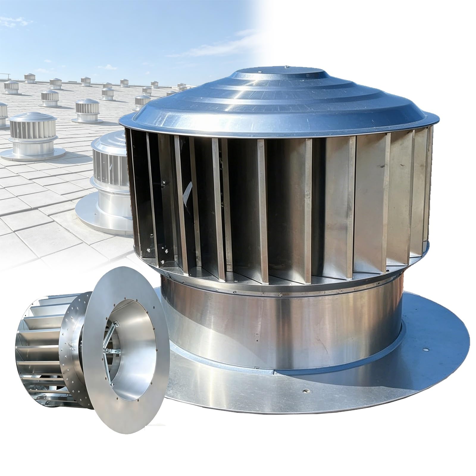 Turbina eólica de acero inoxidable 304 de 12 pulgadas con diseño impermeable