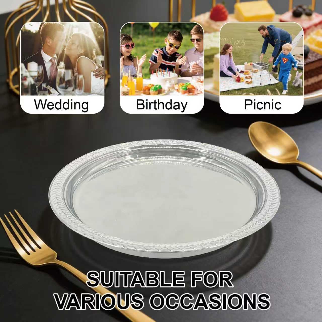 300 Pack Clear Plastic Plates - 6 Inch Dessert Plates Disposable, Durable Disposable Plastic Dinner Plates for Party BBQ, Picnic, Travel,Weddings, New Year and Events.