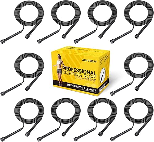 10 Pack Adjustable Jump Rope for Fitness and Exercise-PVC Skipping