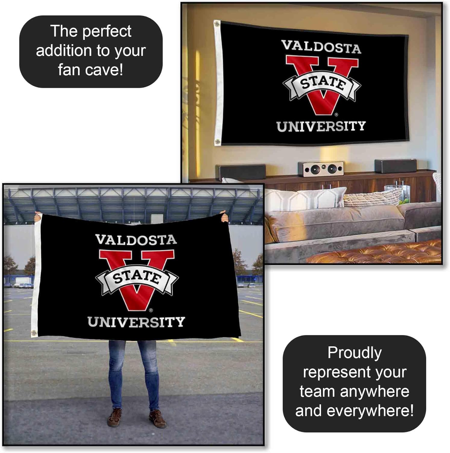 Valdosta State Blazers Black Large Grommet Banner Flag - Image 5