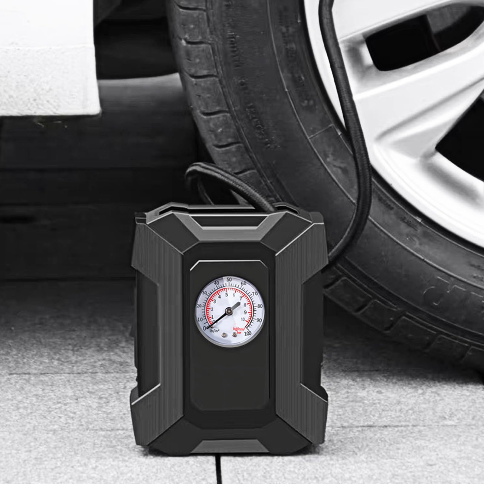 Hemobllo Bomba de Aire para Coche Portátil, Inflador de Neumáticos Negro
