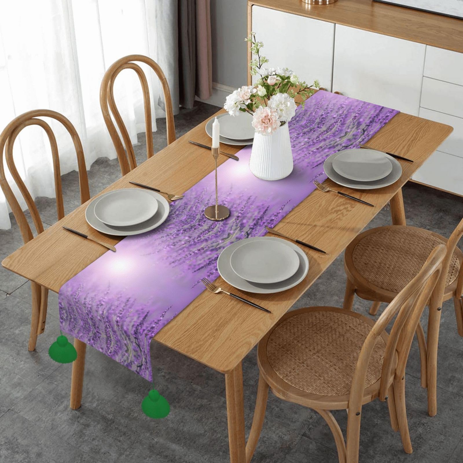 Chemin de table romantique violet lavande 152 cm anti-plis pour réception