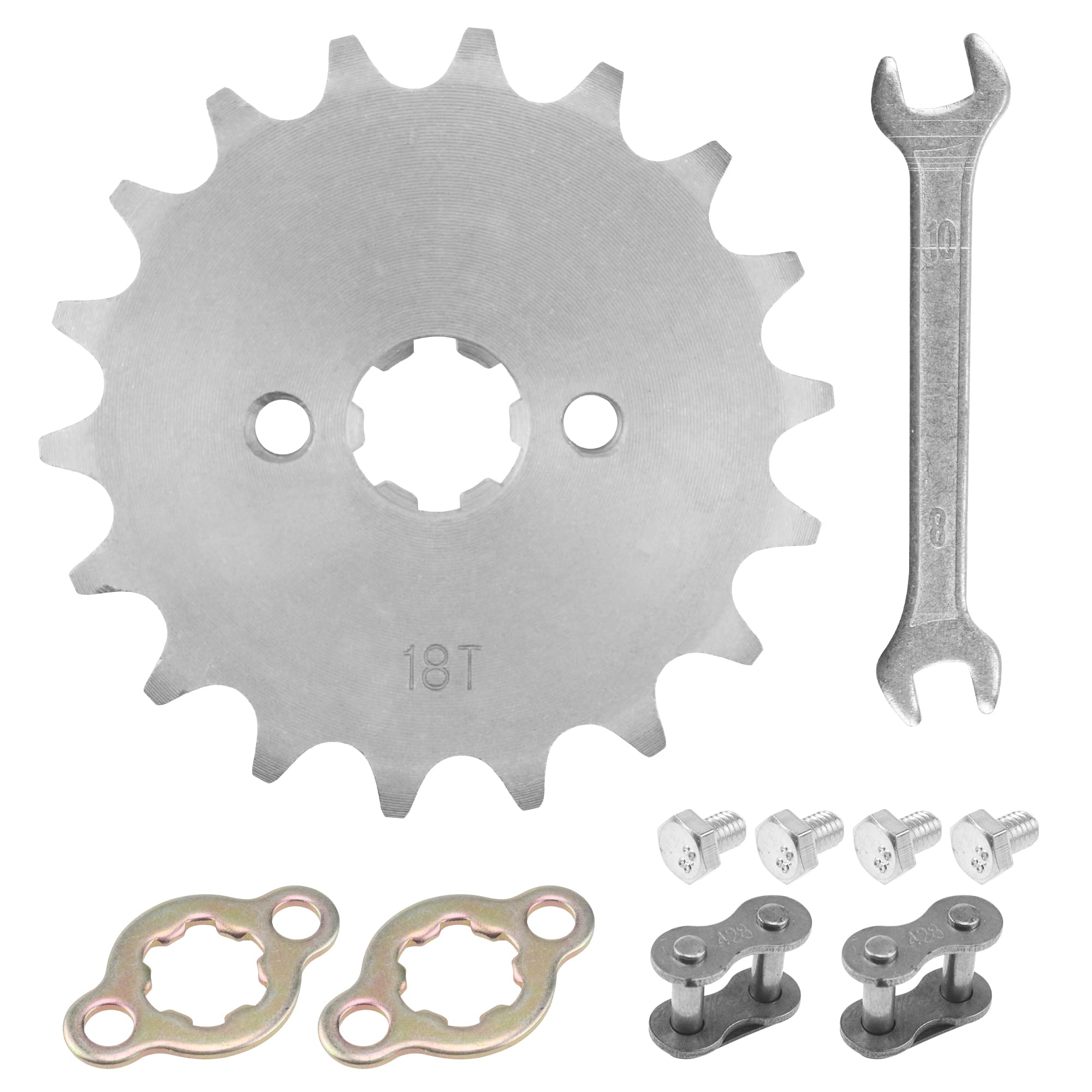 PRO BAT 428 18T 17mm Motorcycle Front Engine Sprocket for 50cc 70cc 110cc 125cc TaoTao Loncin Lifan Zongshen Roketa Coolster Sunl Chinese ATV Quad Dirt Pit Mini Bike Go Kart 4 Wheeler Moped