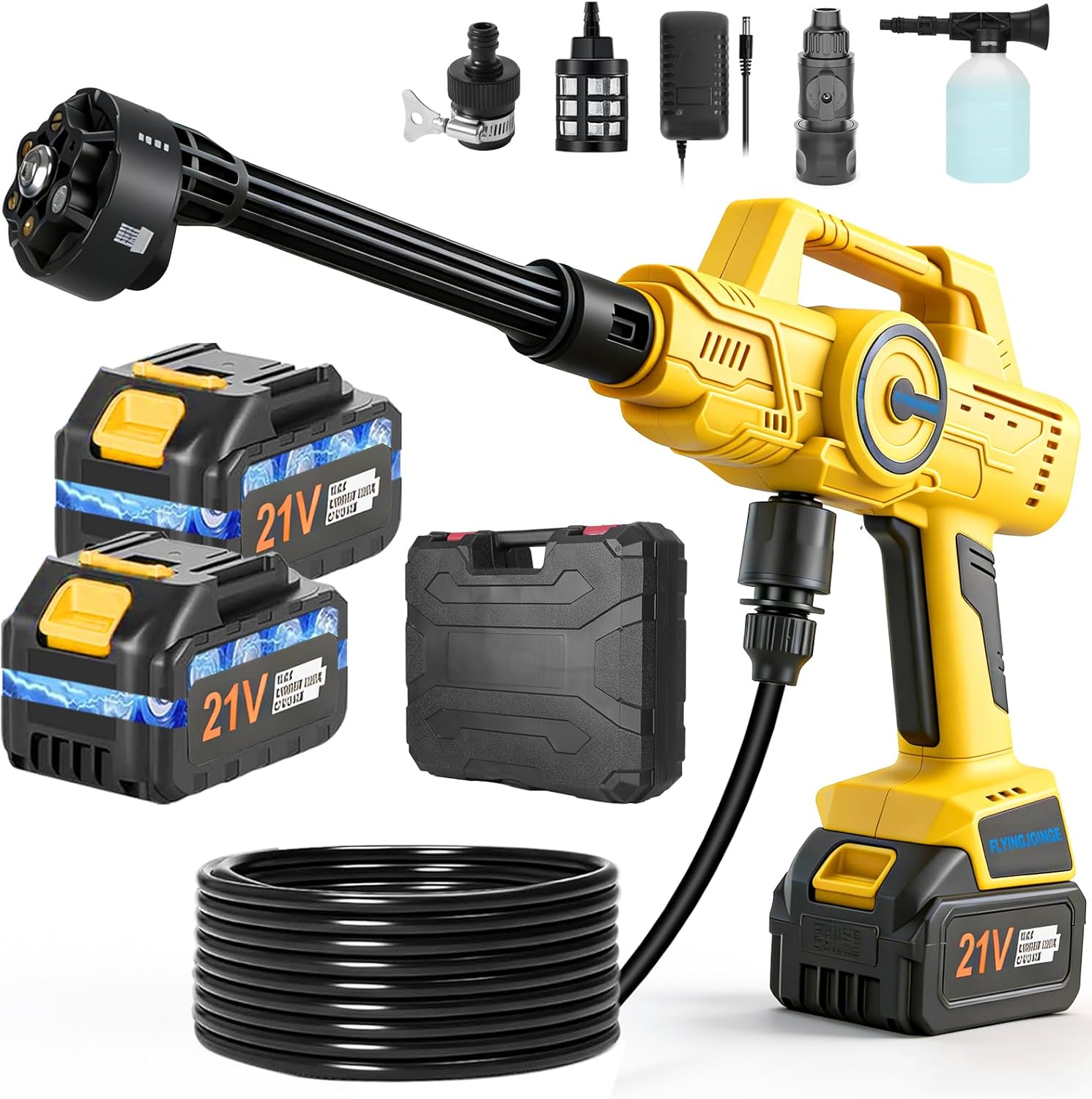 Portable Cordless Pressure Washer, 1200PSI Cordless Power Washer, 20000mAh Battery Powered, 6-in-1 Nozzle, Handheld Car Washer, Power Cleaner for Car, Patio,Garden,Floor