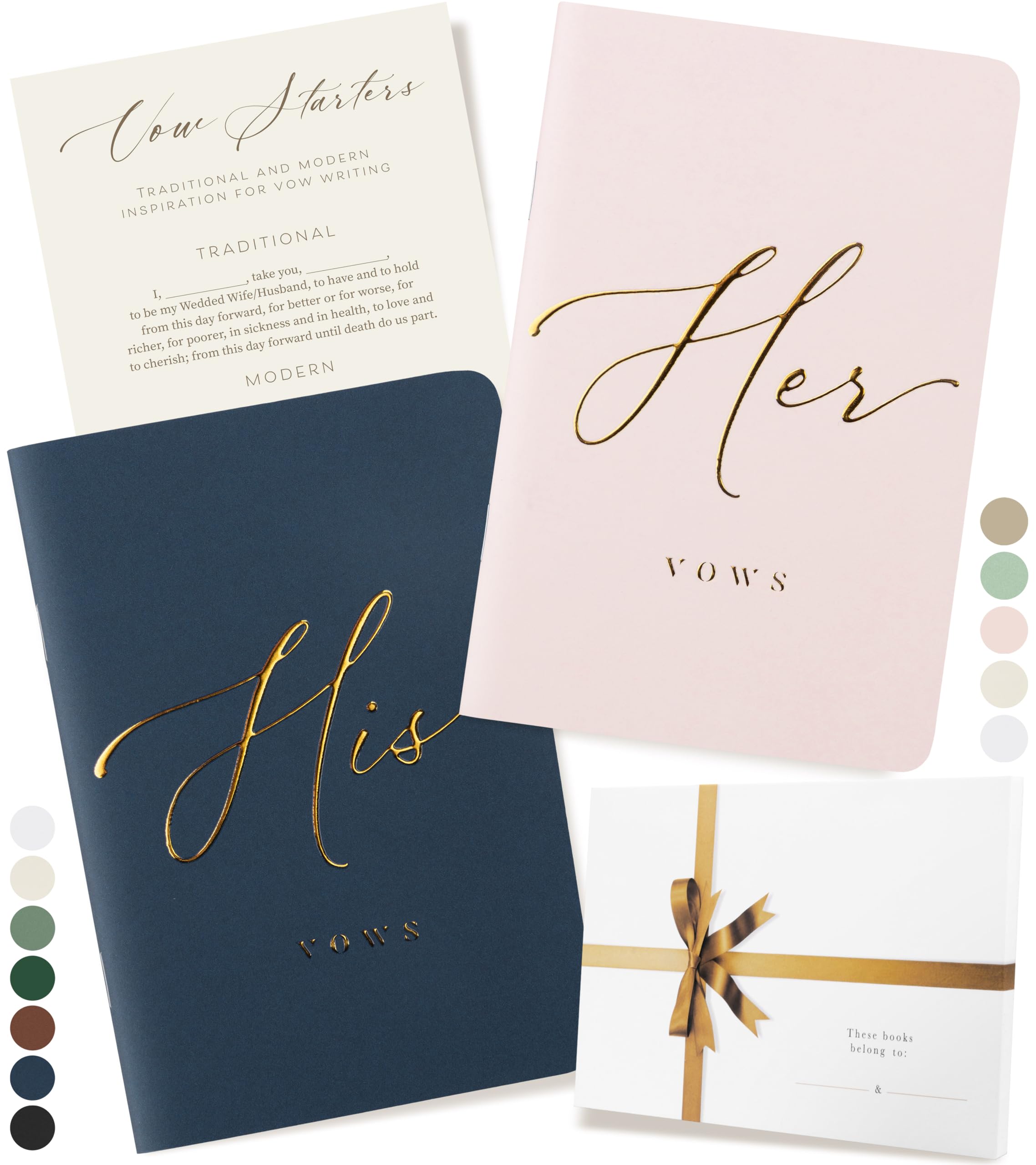 ARTESORI Wedding Vow Book for Her &amp; Him, Soft Touch, Gold Engraving, 28 Lined Pages, Wedding Vow Books His and Hers, Wedding Essentials, Wedding Registry Gifts, His and Hers Gifts [Blush &amp; Navy]