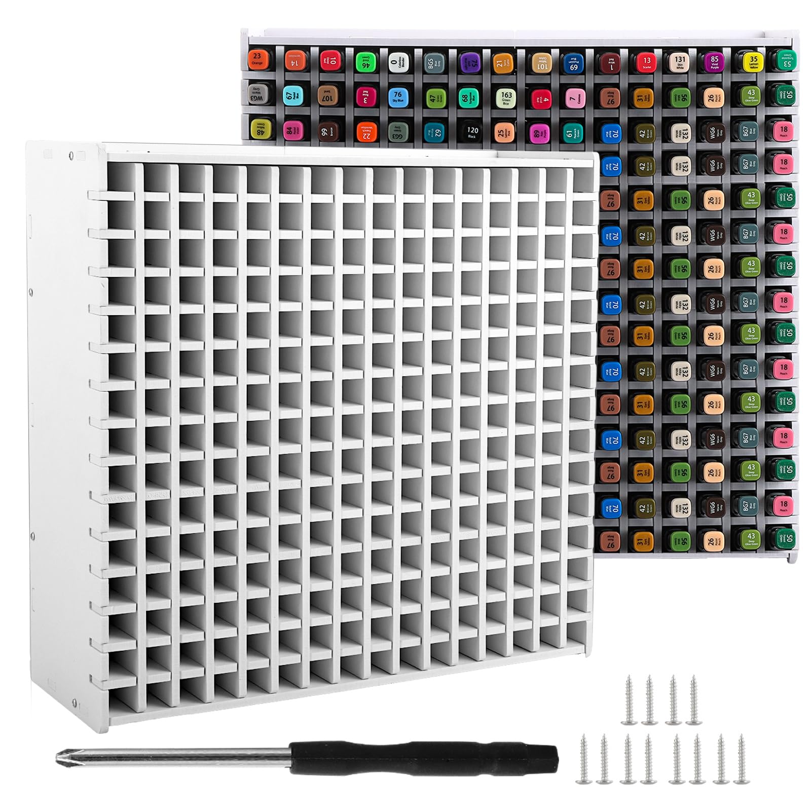GBACHOOSE Art Marker Storage Rack for 240 Markers, Easily Assembled Marker Organizer for Desk, Universal Pen Storage for Watercolour Pencils, Markers, Pens, Pencils, Paintbrushes, White
