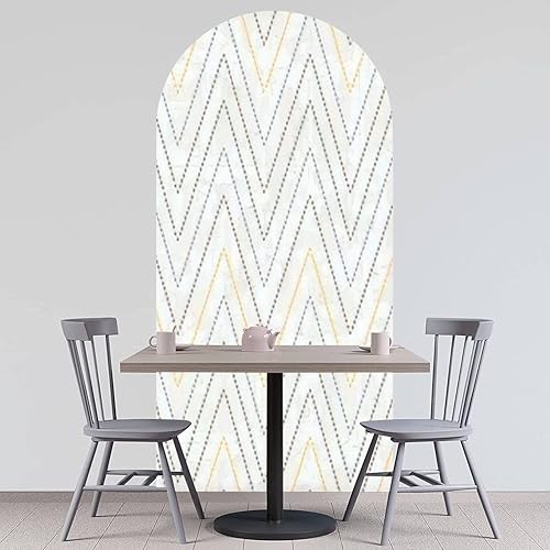 Miniatura 4 de Calcomanía de pared de arco de primavera con lunares en zigzag, línea ondulada texturizada, puede utilizarse para despegar y pegar, papel tapiz