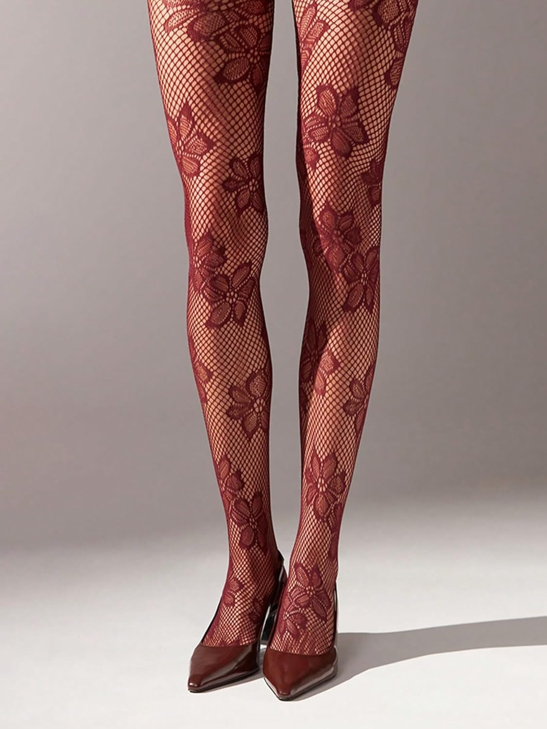 Milumia Women's Floral Lace Fishnet Tights Rose Pattern Sheer Mesh Pantyhose Stockings - Image 3