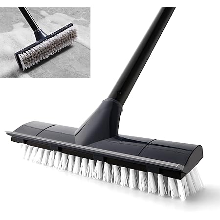 Amazon Cleanhome デッキブラシ 掃除用ブラシ 2in1 水切りワイパー タイルブラシ 3段ポール 長さ調節可能 47cm 127cm ベランダ 玄関 床 庭園にも適用 掃除用品 風呂掃除 耐久性max ネイビーブルー デッキブラシ オンライン通販