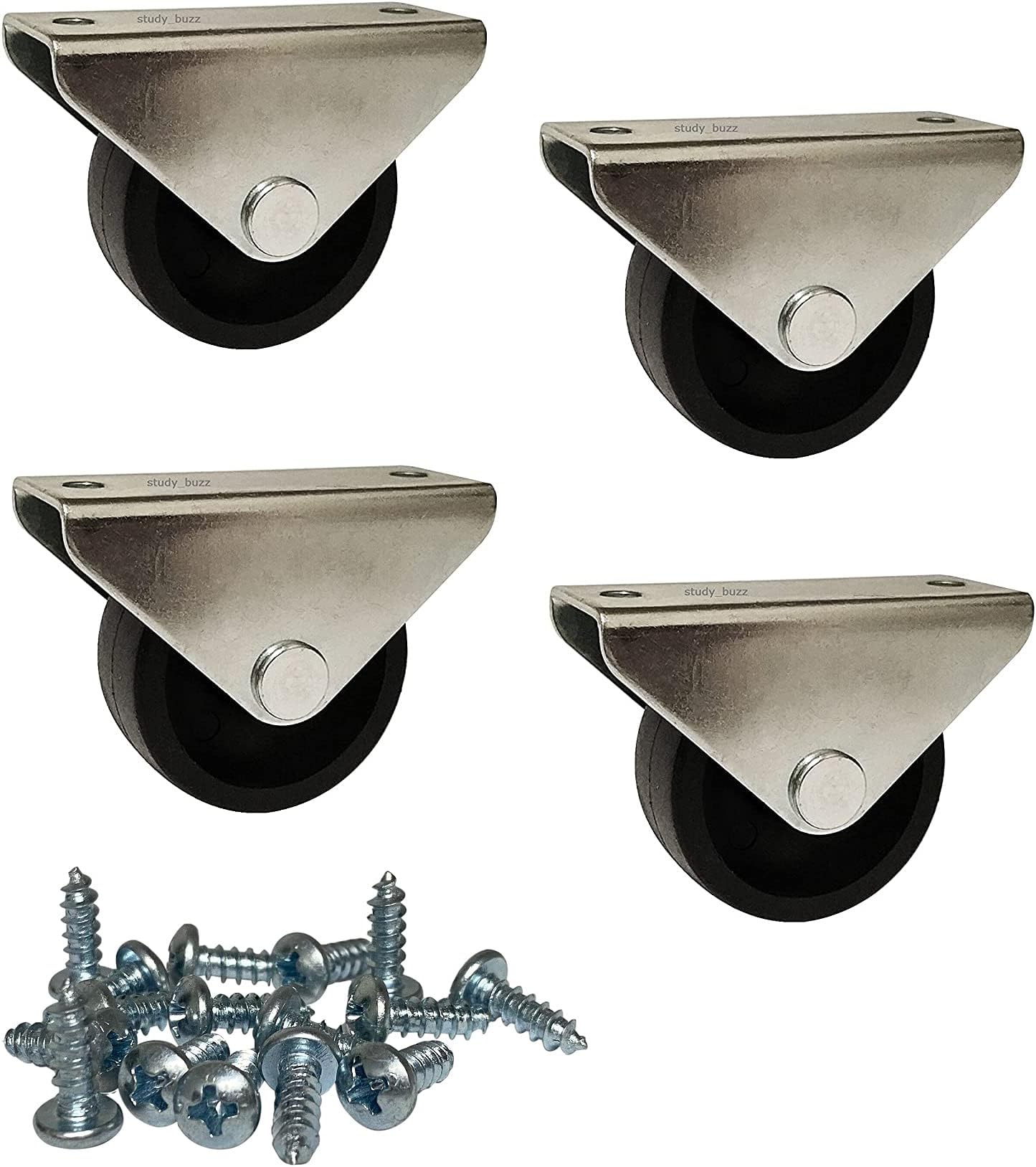 1 1/2" Inch Low Profile Furniture Casters/Wheels - Trundle/Cabinet Roll-Out Bed - Set of 4